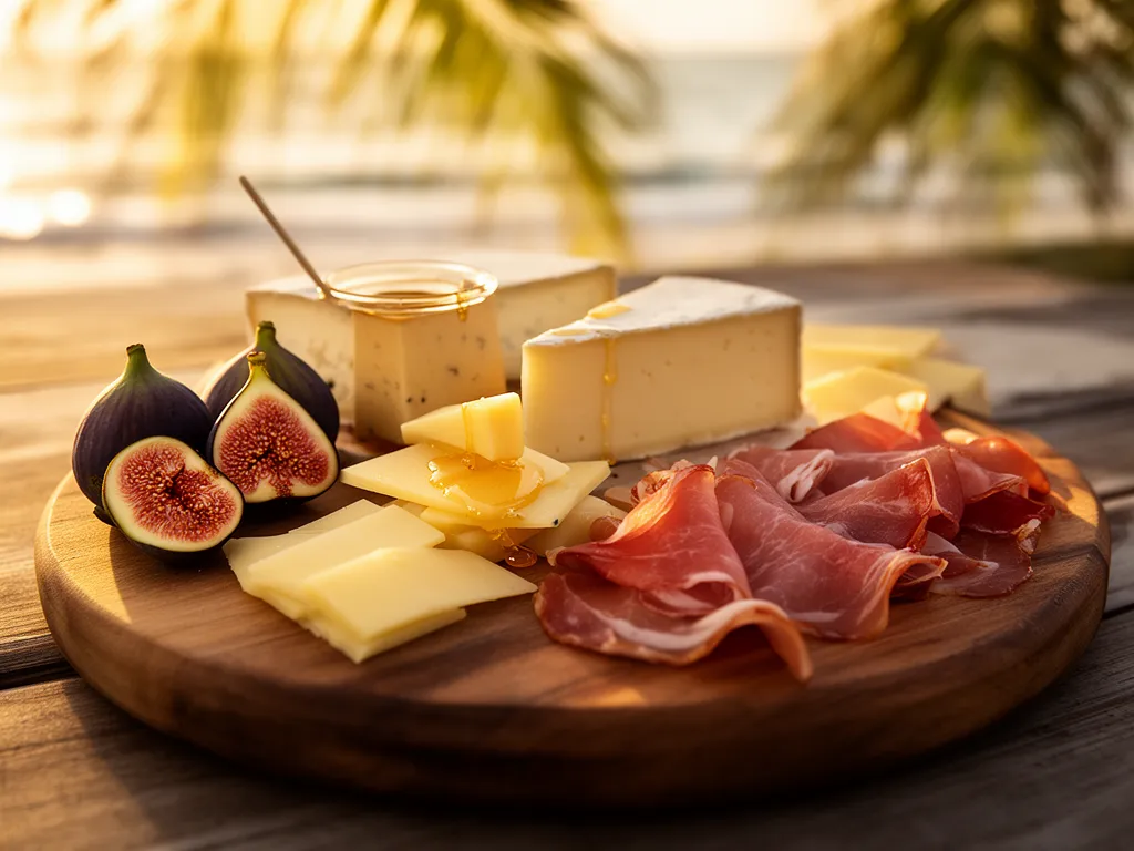A curated cheese and charcuterie board at a Sarasota restaurant