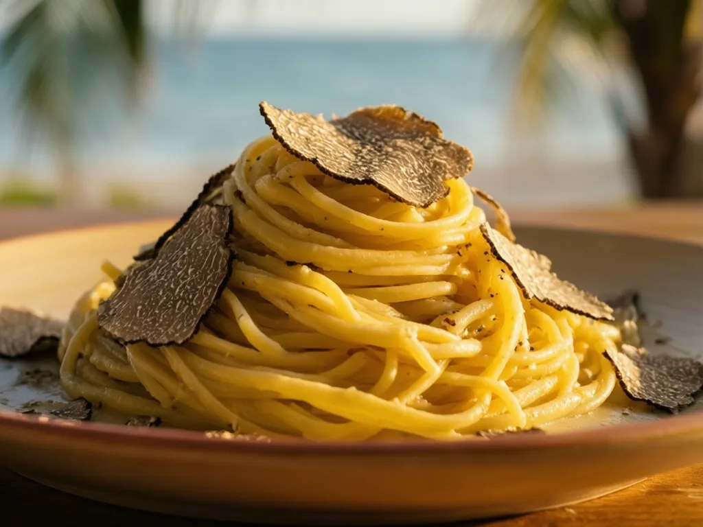 Fresh handmade pasta with shaved truffle at a Sarasota restaurant