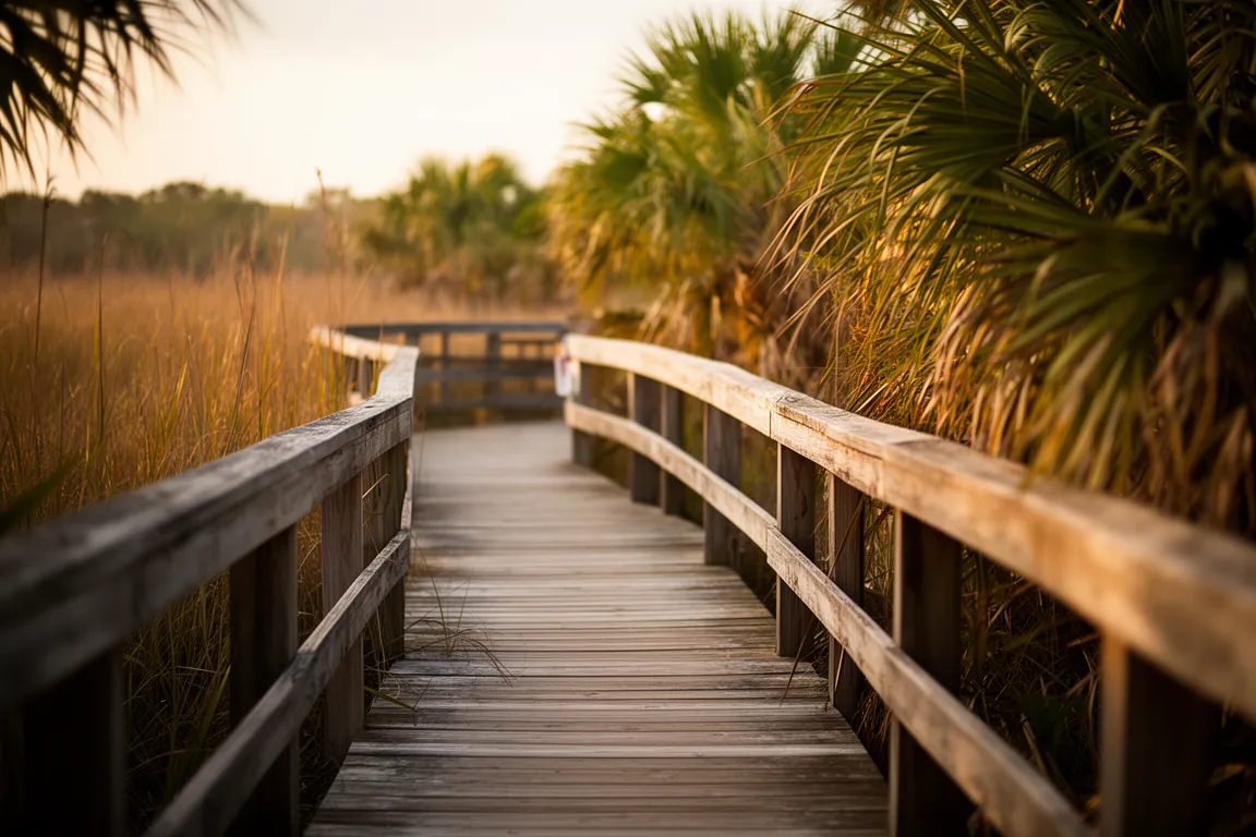 A boardwalk over a marsh on the Legacy Trail