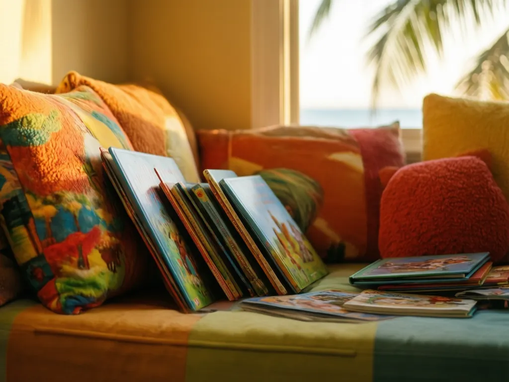 A colorful children's reading nook at the library