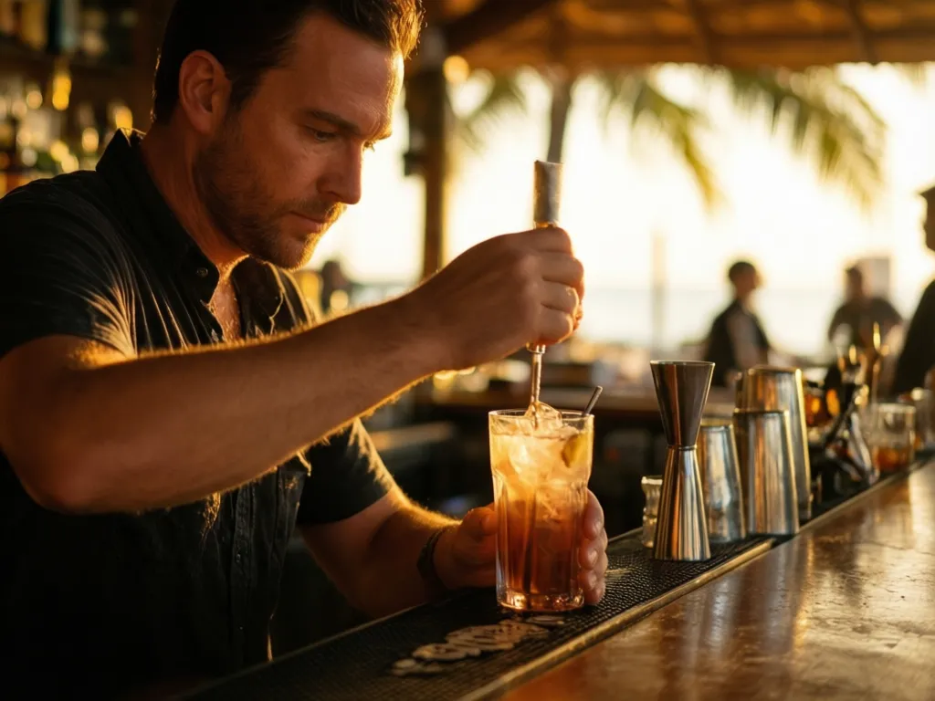 A bartender at a lively Sarasota music bar