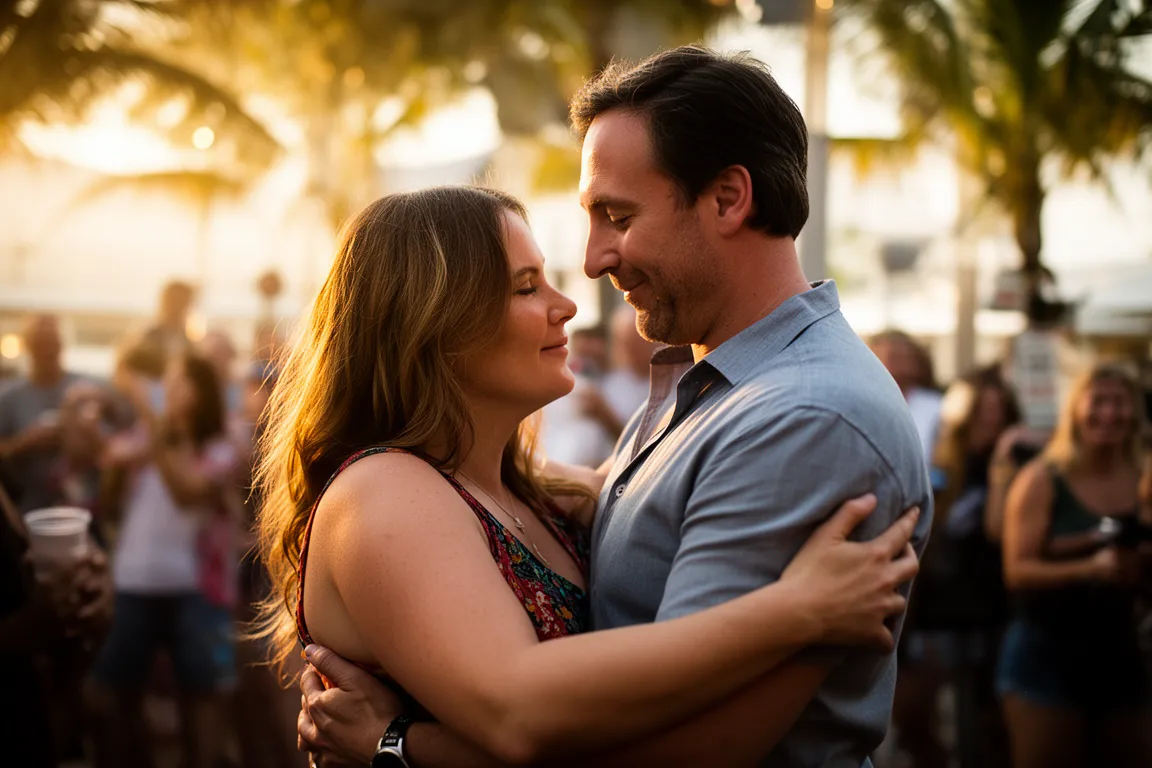 A couple dancing at a Sarasota live-music venue