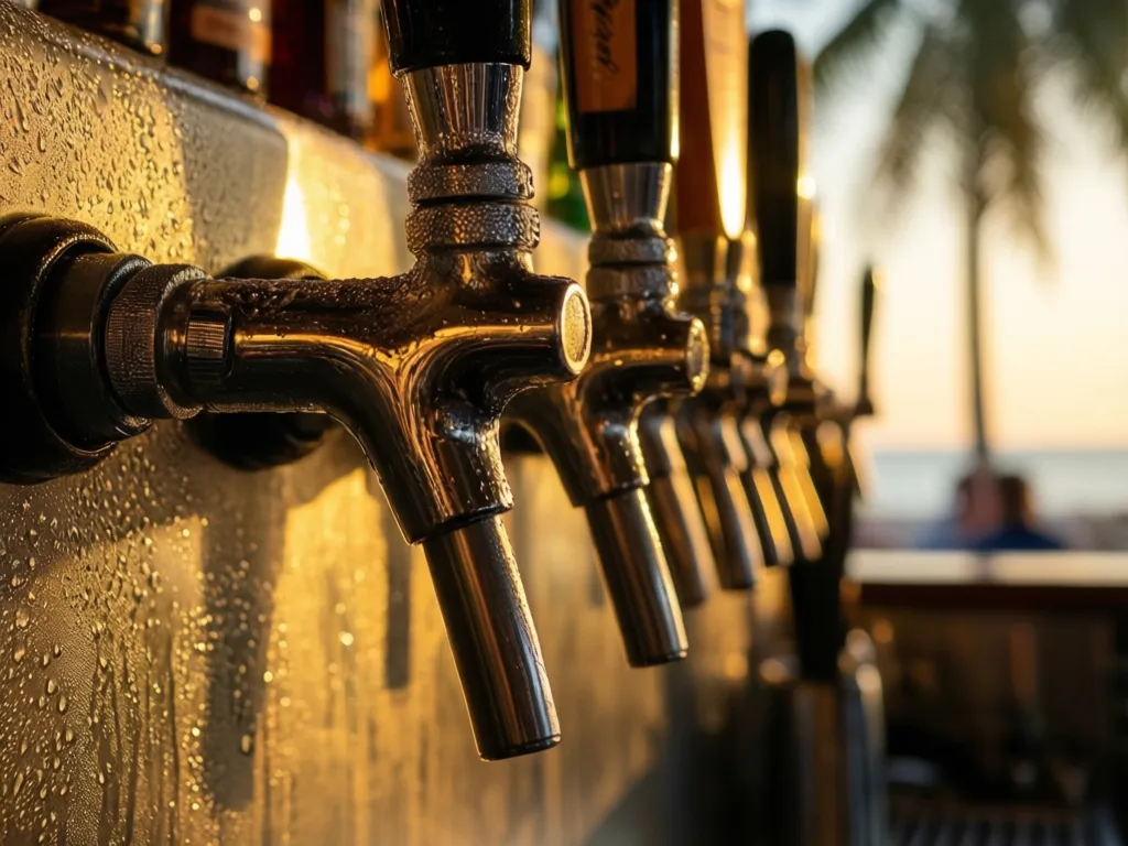 A row of beer taps at a Sarasota sports bar