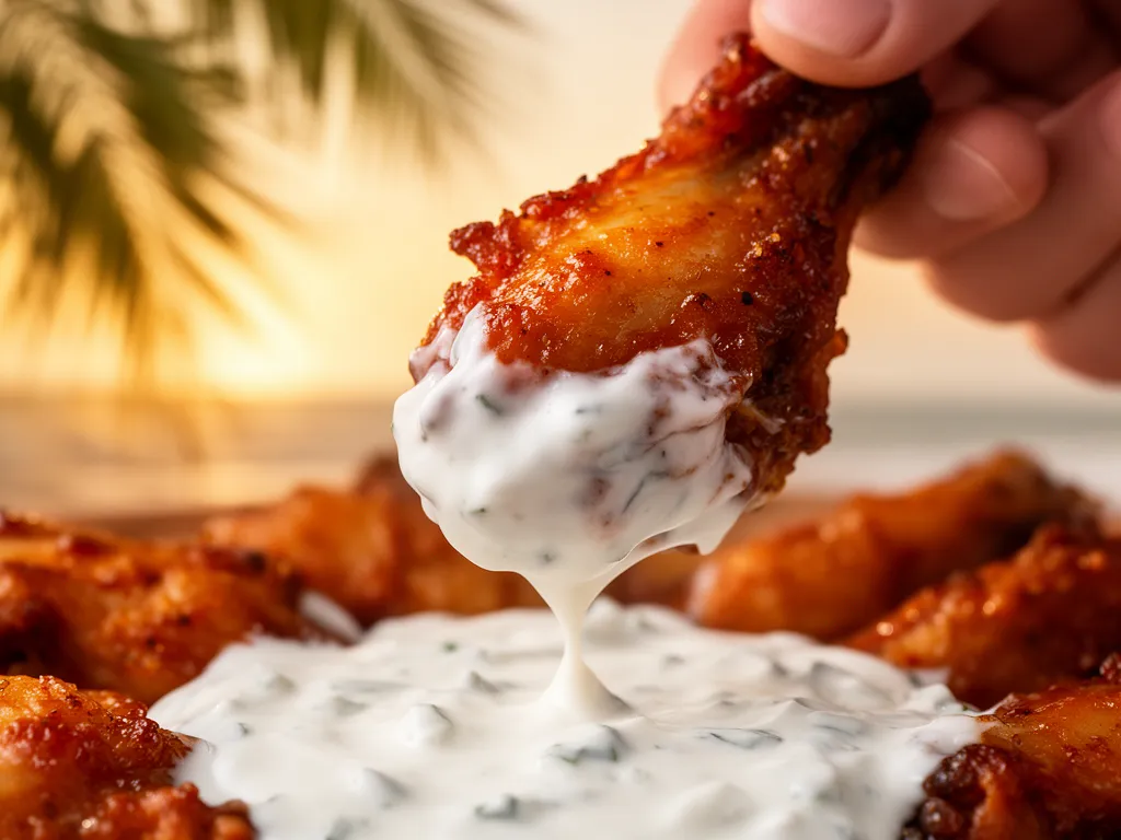 A plate of buffalo wings and a beer at a Sarasota sports bar